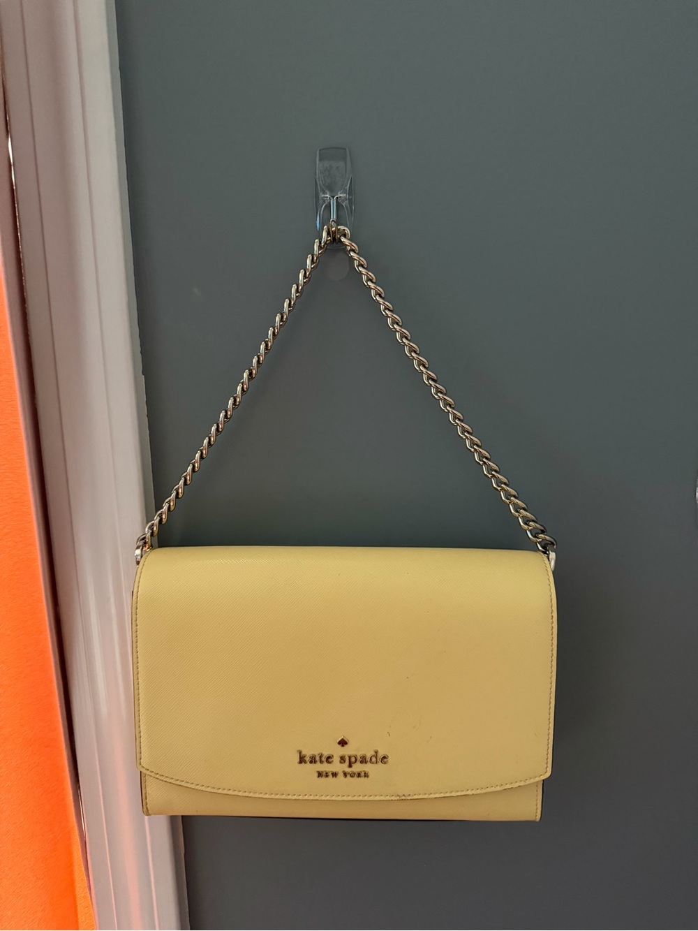 kate spade Pale Yellow Saffiano Chain Shoulder Bag